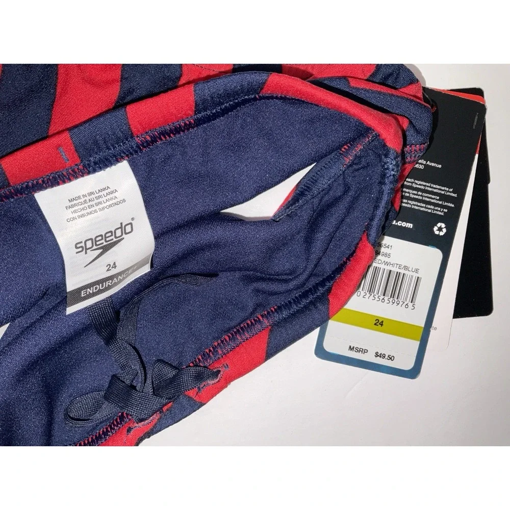 NIP Men's Speedo Competitive Endurance+ Vortex Maze Brief Trunks Red Blue 24